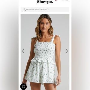 White romper with green flowers Showpo